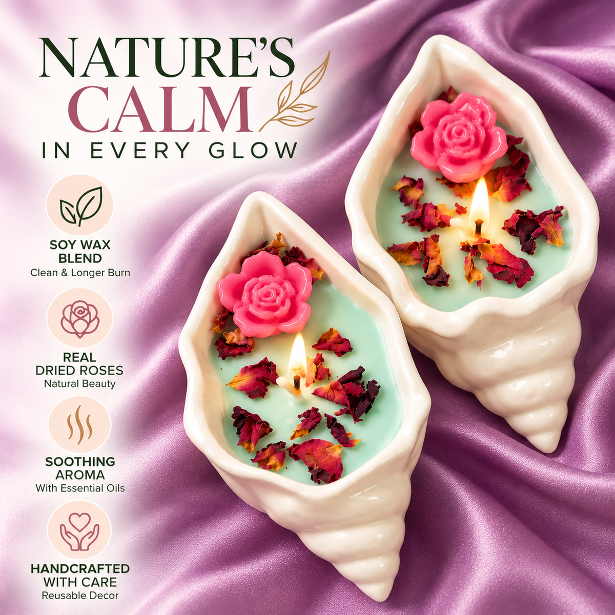 Seashell Candles Gift Set for Women | Naturezz Decor
