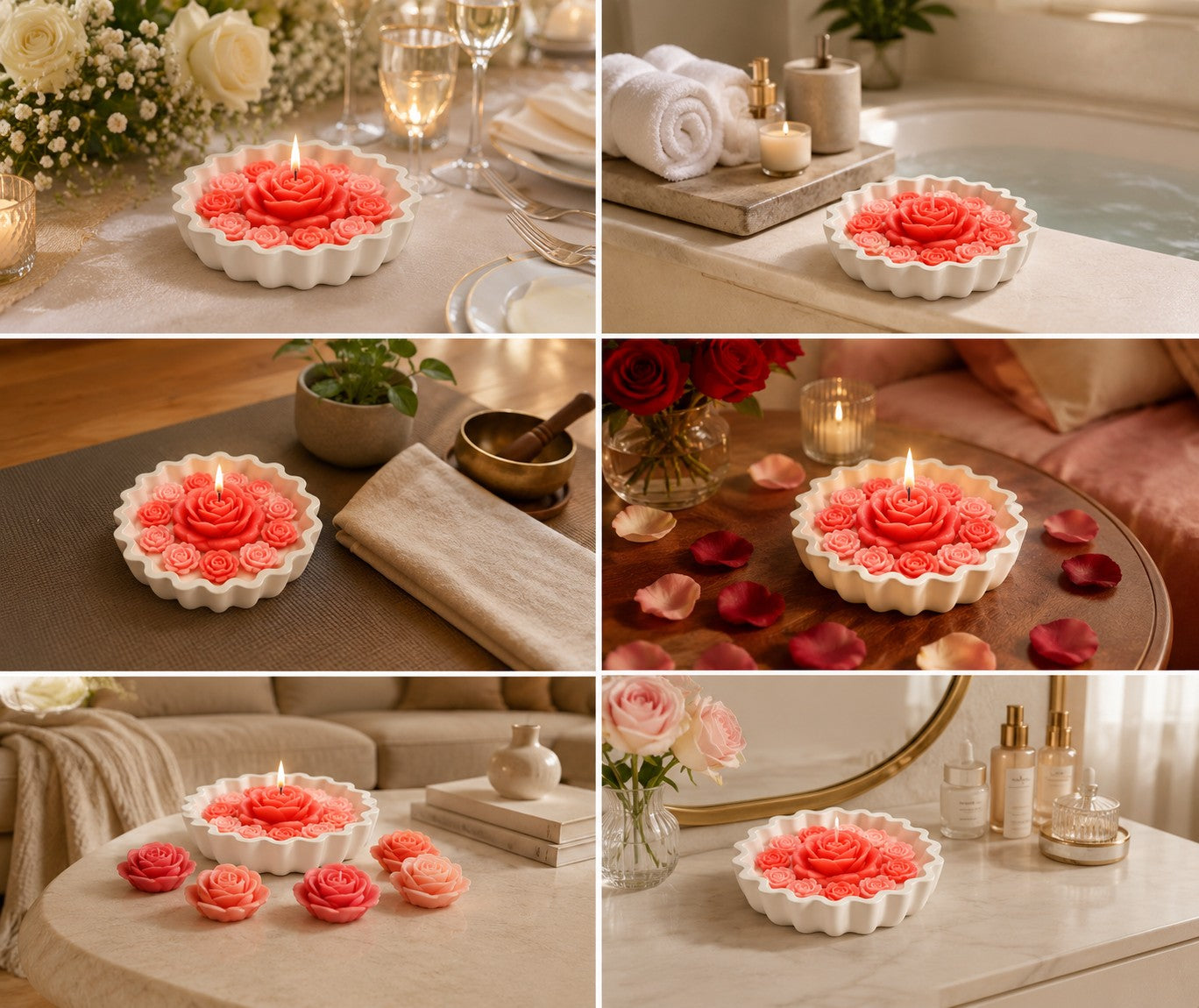 Romantic Blush Rose Candle