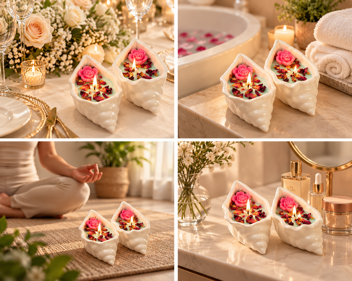 Seashell Candles Gift Set for Women | Naturezz Decor