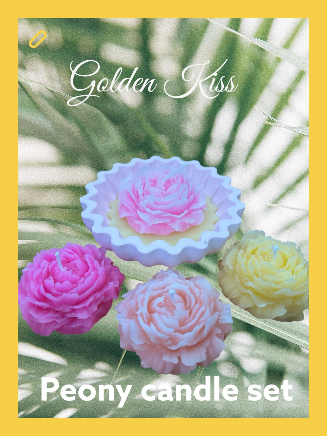 Golden Kiss Floral Peony Candle