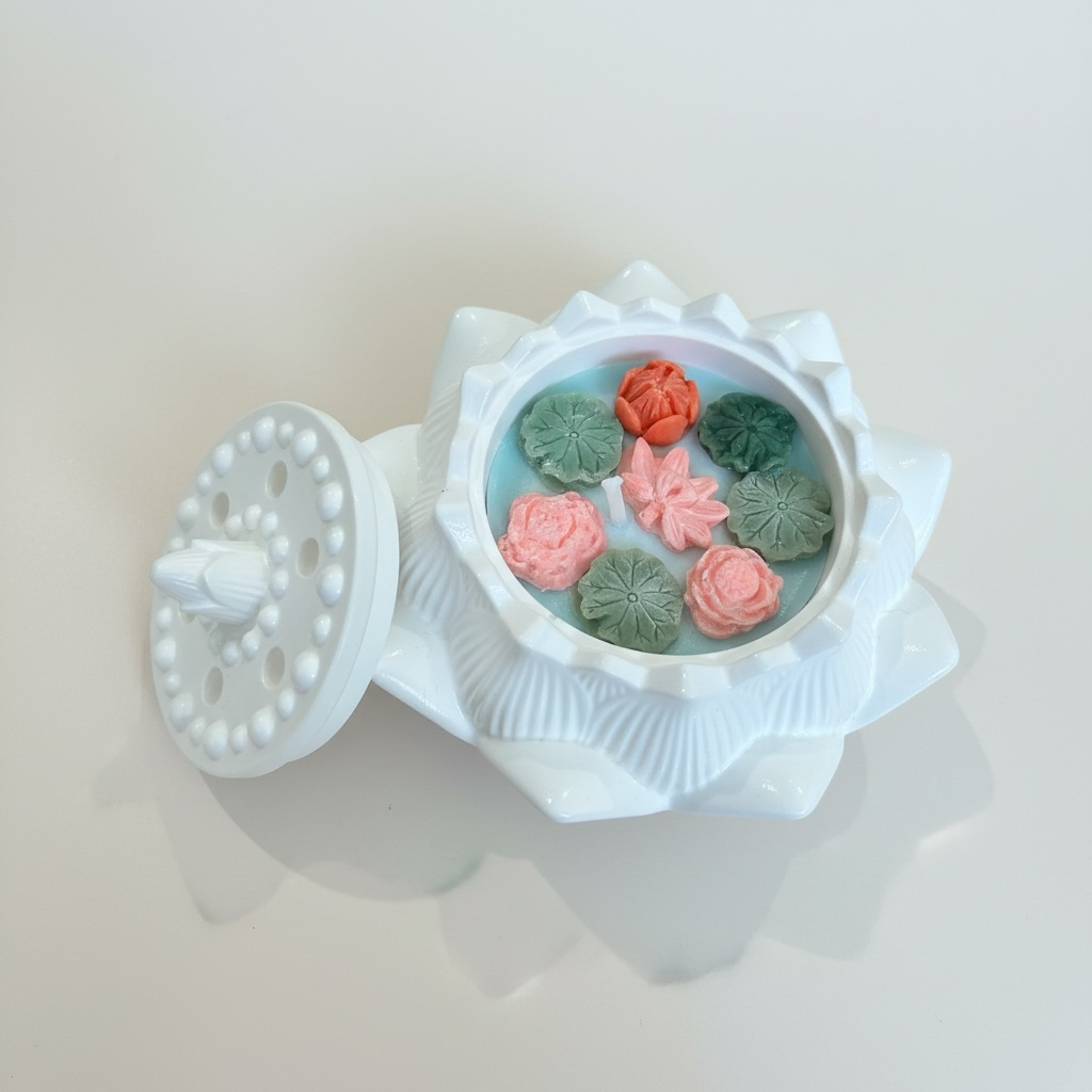Lotus Candle Set | Soy Wax Blend with Refillable Top-Ups