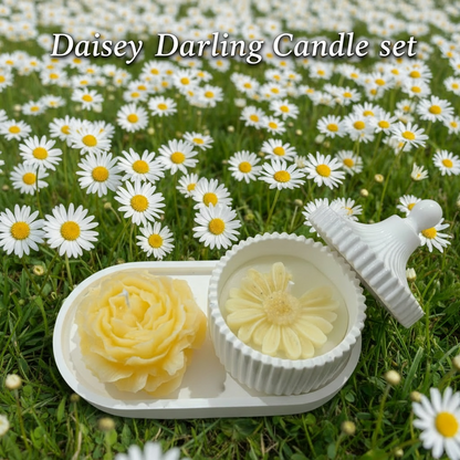 Daisy Darling Candle Set, Handmade