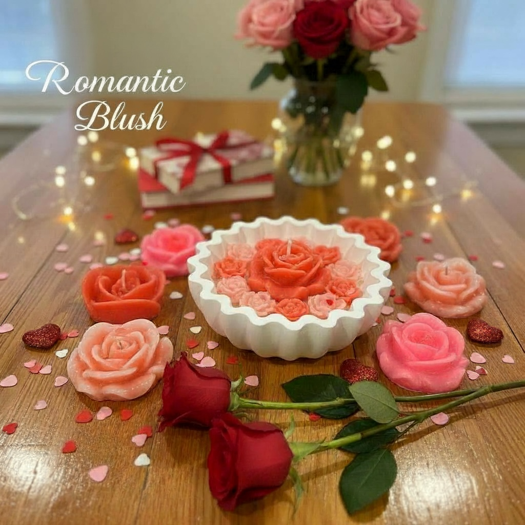 Romantic Blush Rose Candle